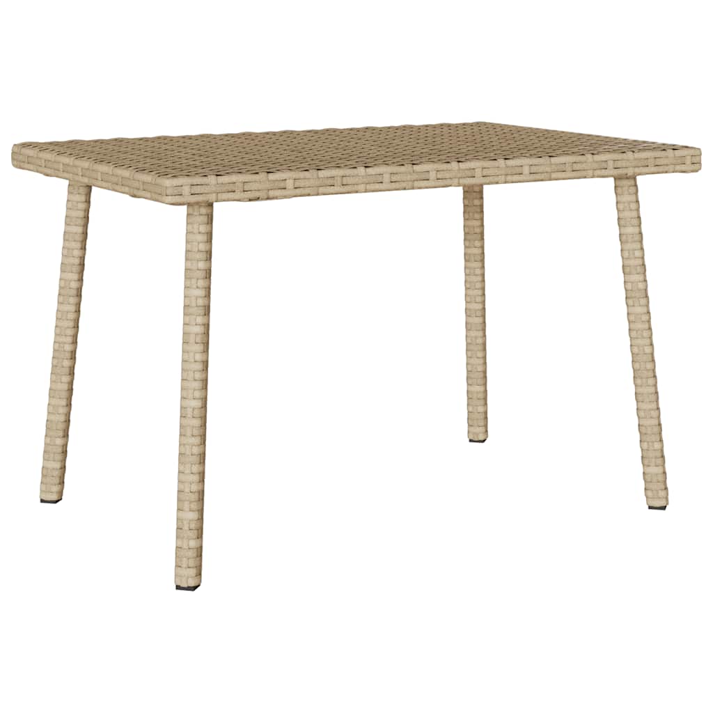 Garden Coffee Table Rectangular Beige 60x40x37 cm Poly Rattan