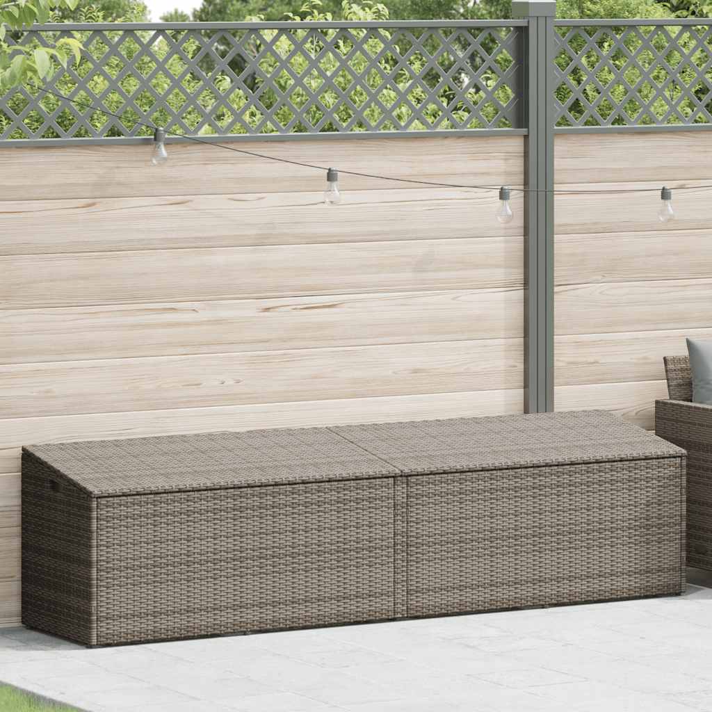 Garden Storage Box Grey 220x50x58 cm Poly Rattan
