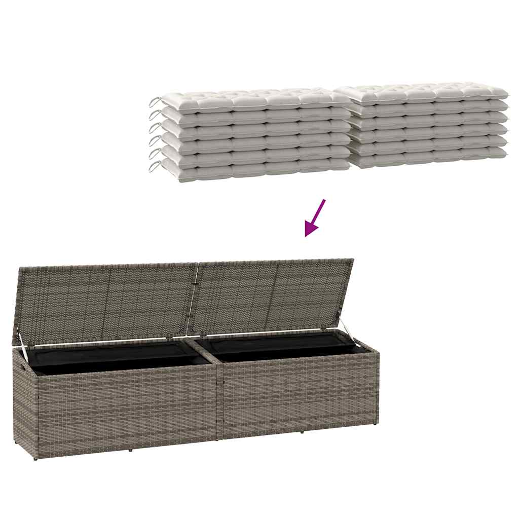 Garden Storage Box Grey 220x50x58 cm Poly Rattan