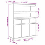 Highboard 89X34X116.5 Cm Solid Wood Pine