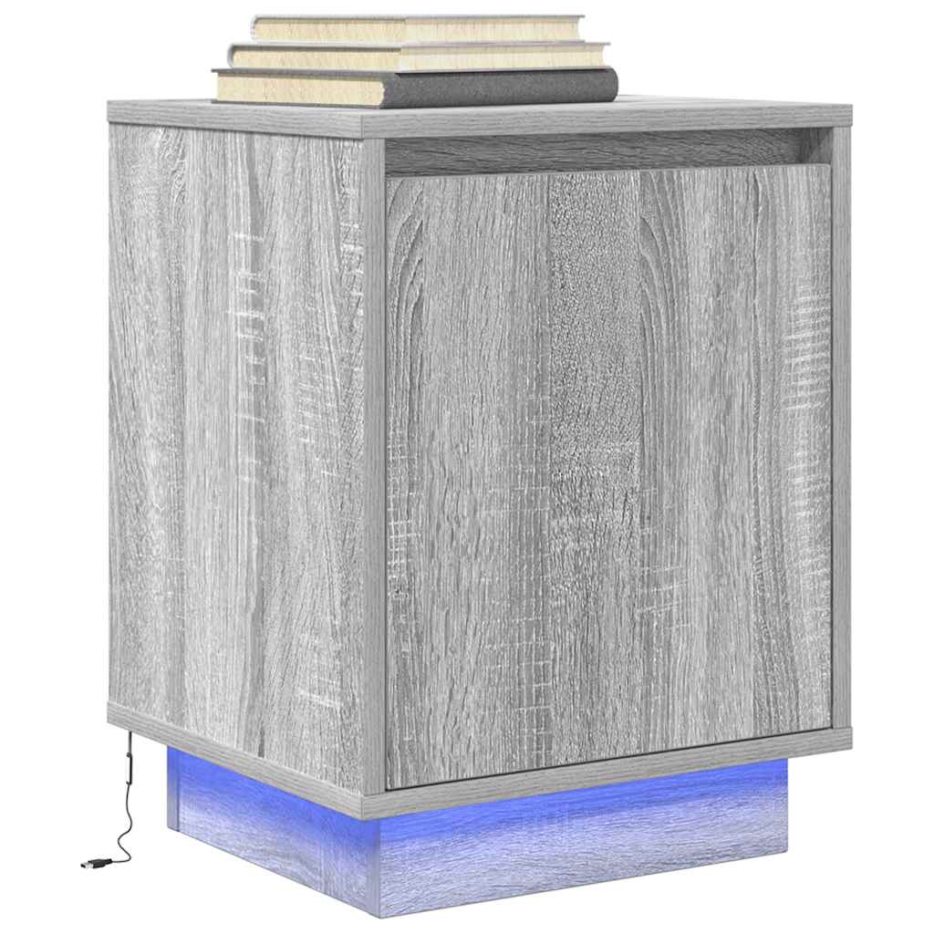 Bedside Cabinets With Led Lights 2 Pcs 38X34X50 Cm