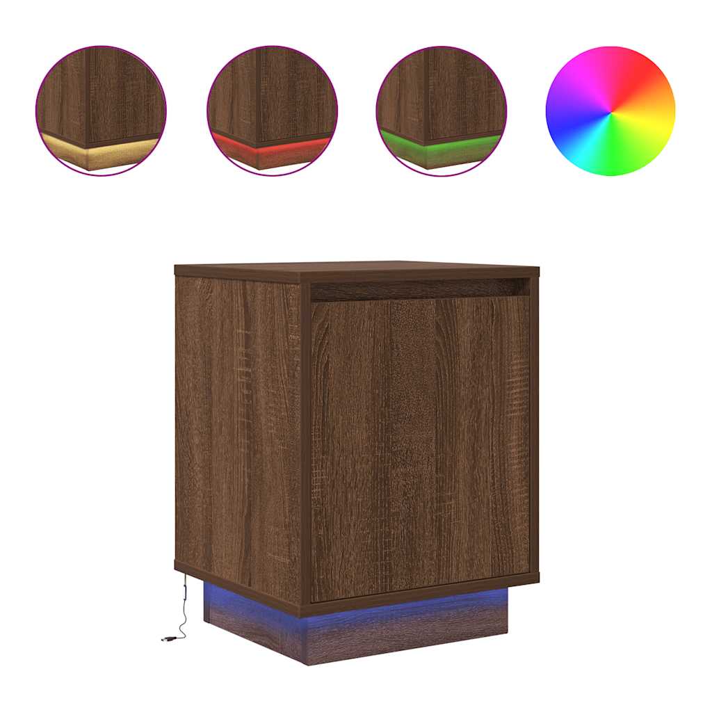 Bedside Cabinets With Led Lights 2 Pcs 38X34X50 Cm
