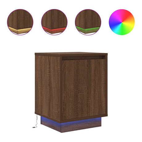 Bedside Cabinets With Led Lights 2 Pcs 38X34X50 Cm