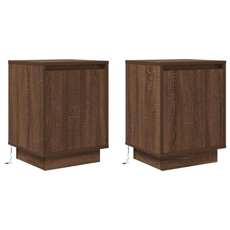 Bedside Cabinets With Led Lights 2 Pcs 38X34X50 Cm