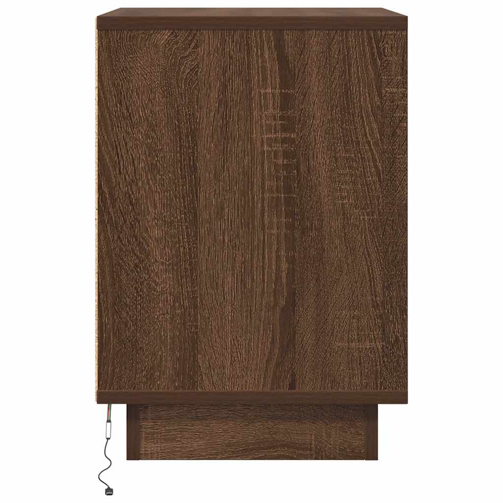Bedside Cabinets With Led Lights 2 Pcs 38X34X50 Cm