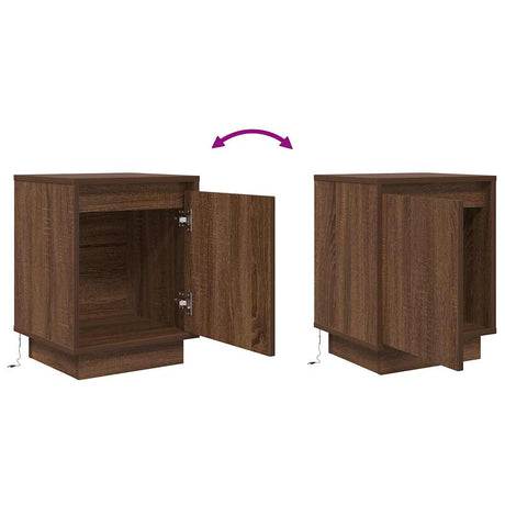 Bedside Cabinets With Led Lights 2 Pcs 38X34X50 Cm
