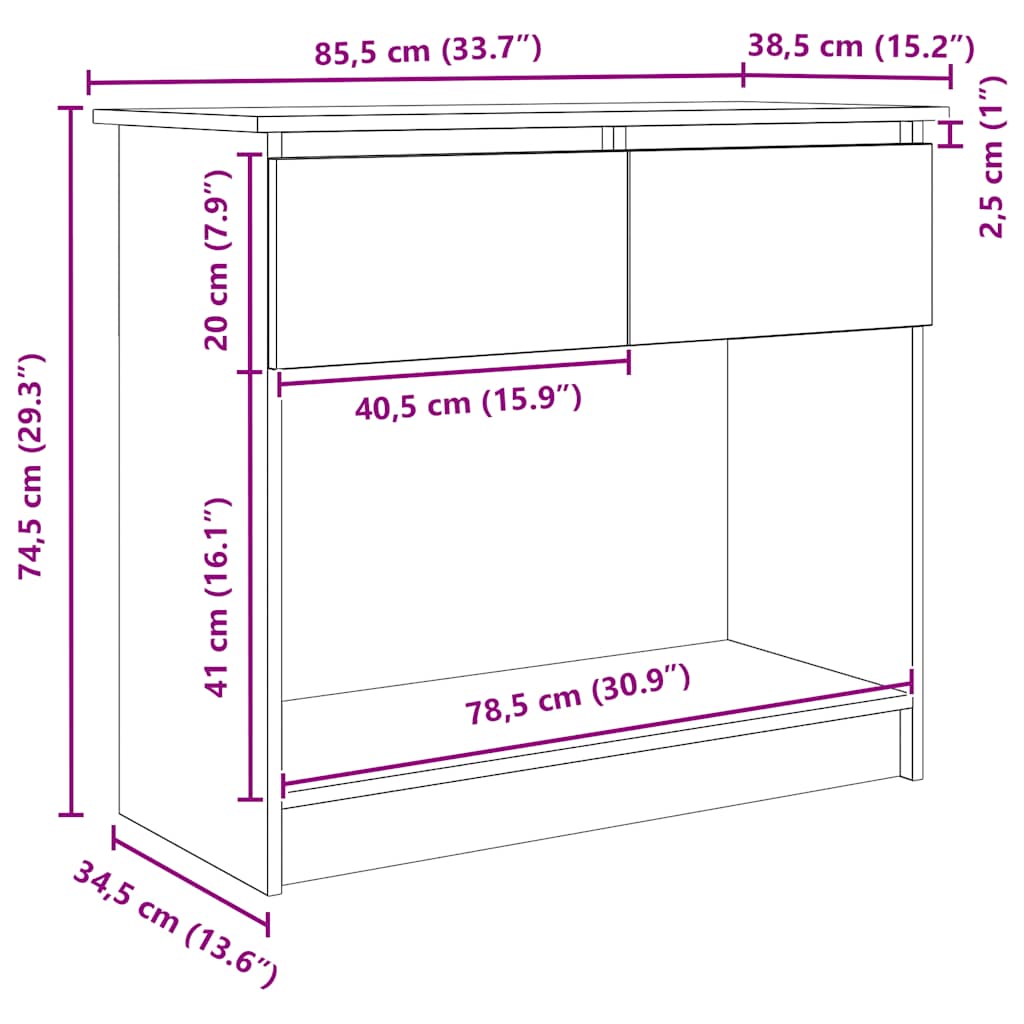 Console Table With Drawers 85.5X38.5X74.5 Cm