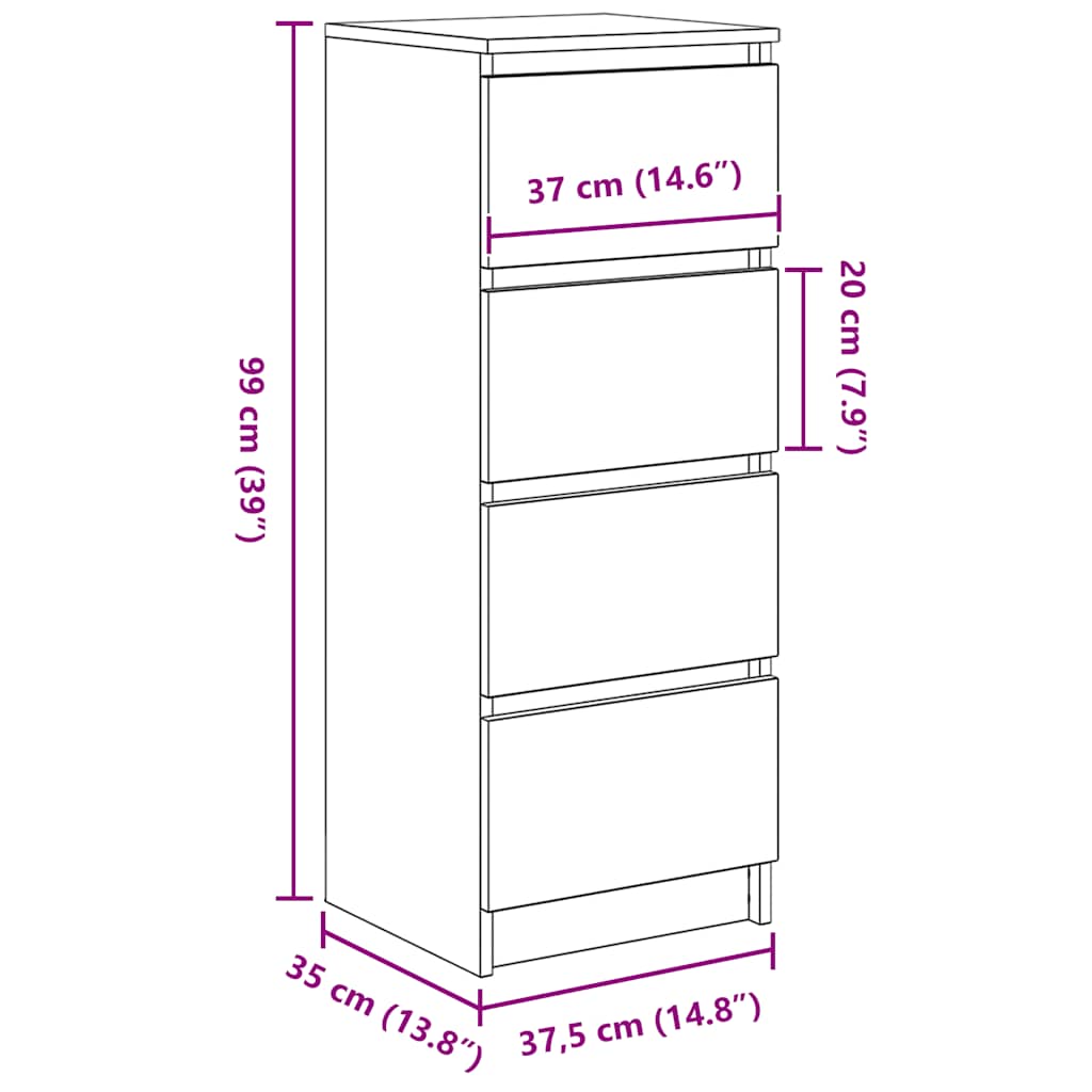Sideboard 37.5X35X99 Cm Engineered Wood
