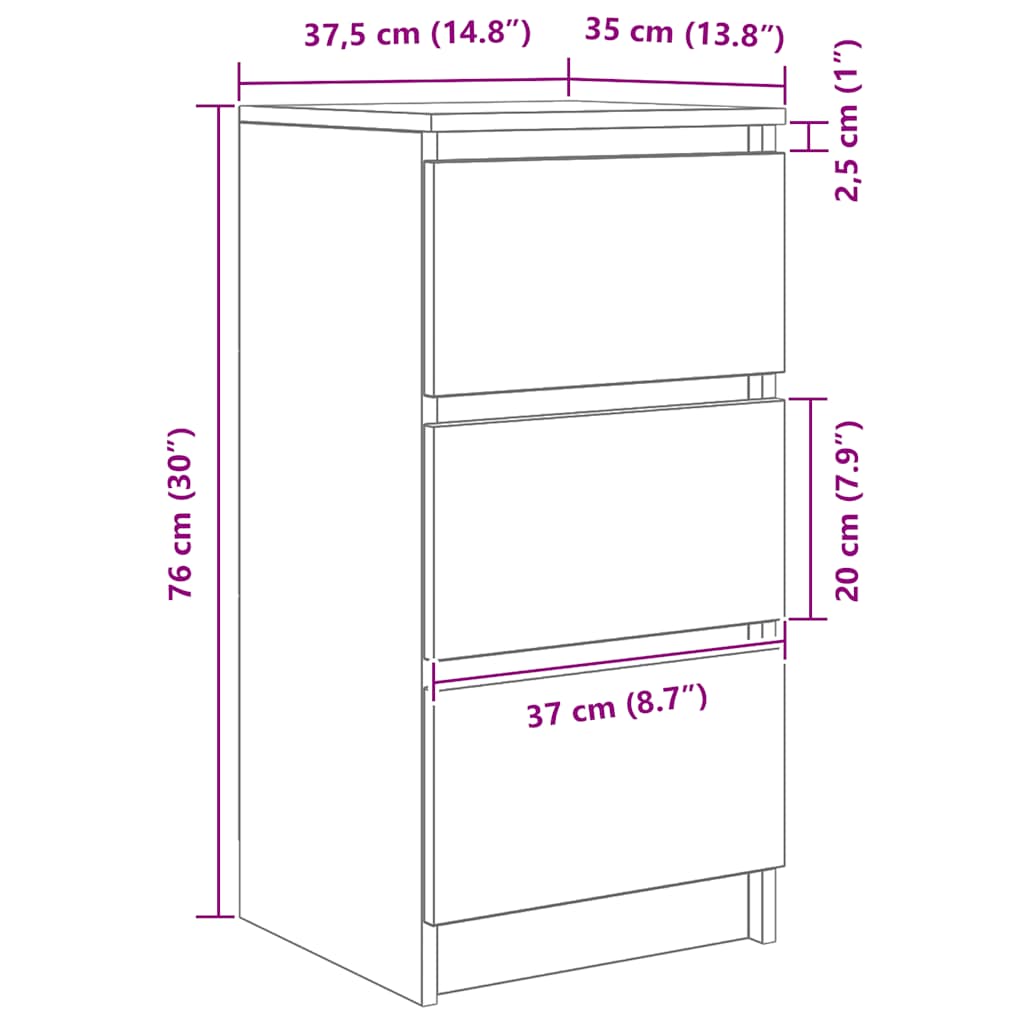 Sideboard 37.5X35X76 Cm Engineered Wood