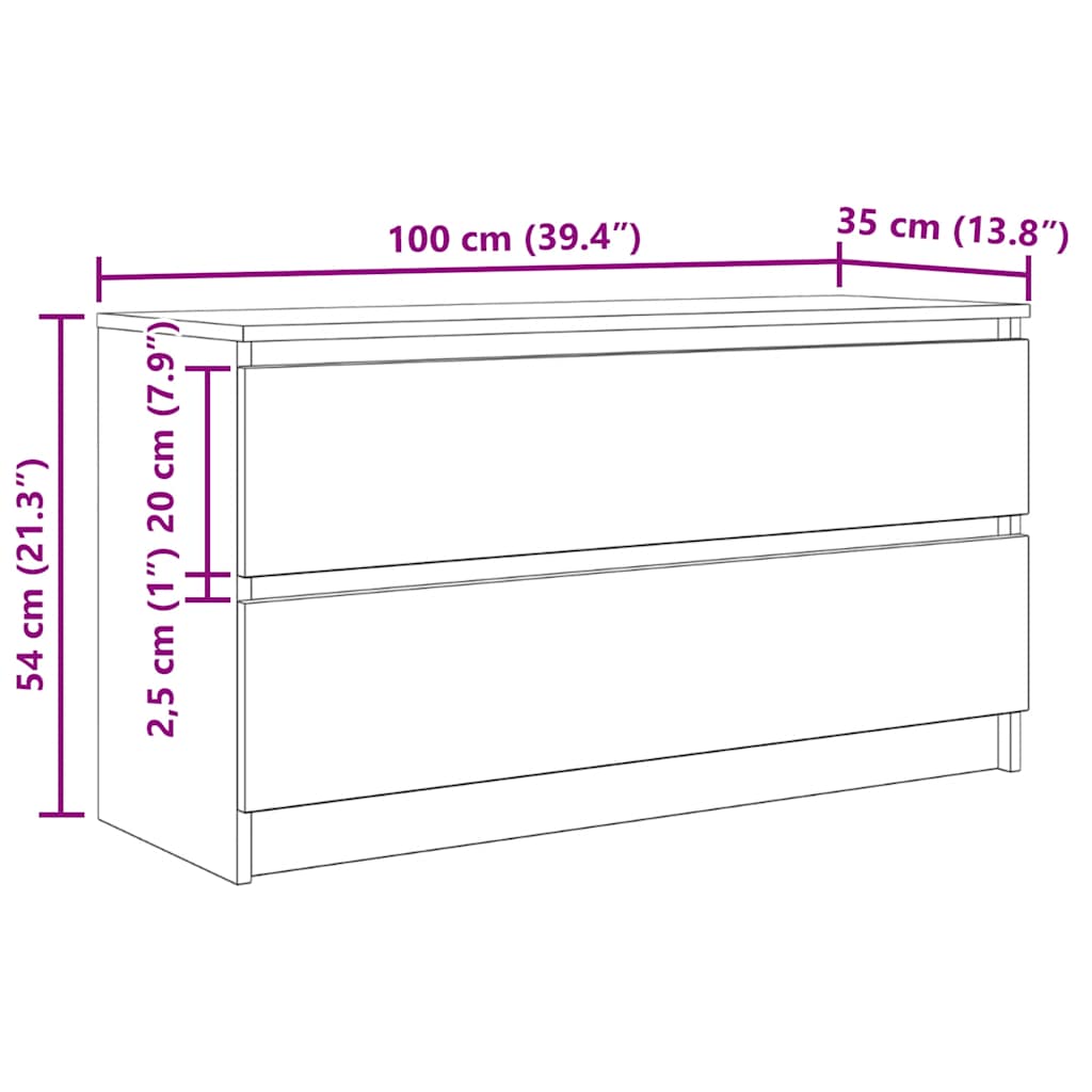 Tv Cabinet 100X35X54 Cm Engineered Wood