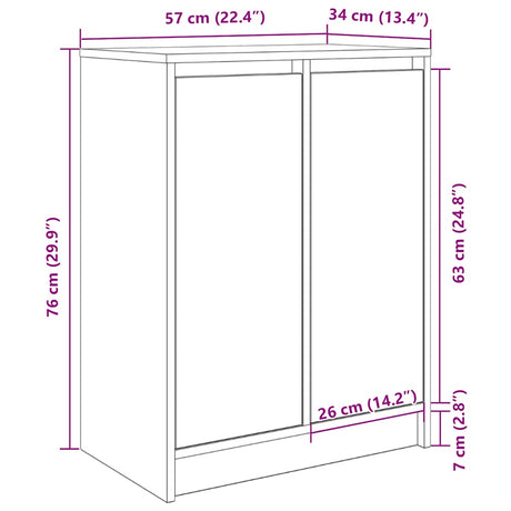 Shoe Cabinet 57X34X76 Cm Engineered Wood