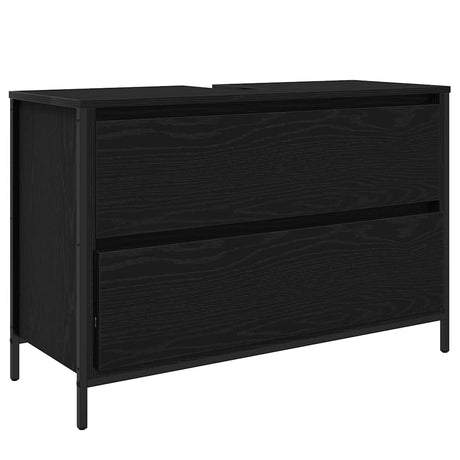 Bathroom Basin Cabinet With Drawers Black Oak 90X34.5X60 Cm