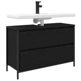 Bathroom Basin Cabinet With Drawers Black Oak 90X34.5X60 Cm