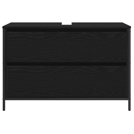 Bathroom Basin Cabinet With Drawers Black Oak 90X34.5X60 Cm