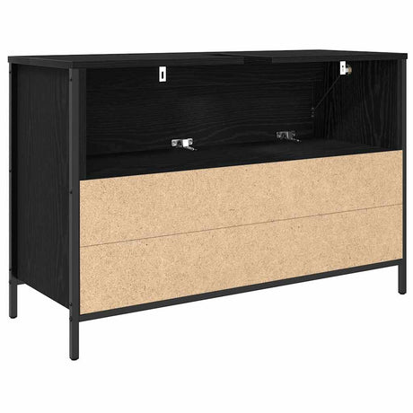 Bathroom Basin Cabinet With Drawers Black Oak 90X34.5X60 Cm