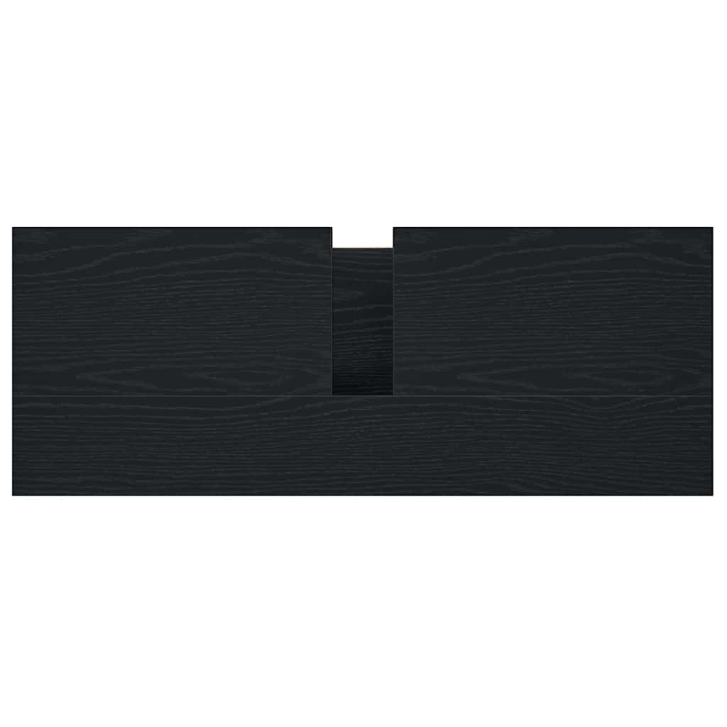 Bathroom Basin Cabinet With Drawers Black Oak 90X34.5X60 Cm