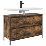 Bathroom Basin Cabinet With Drawers Smoked Oak 90X34.5X60 Cm