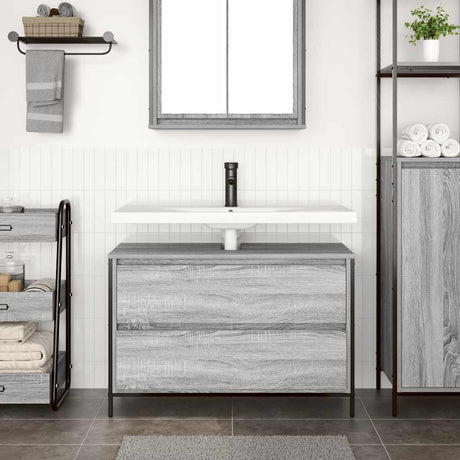 Bathroom Basin Cabinet With Drawers Grey Sonoma 90X34.5X60 Cm