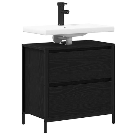 Bathroom Basin Cabinet With Drawers Black Oak 60X34.5X60 Cm