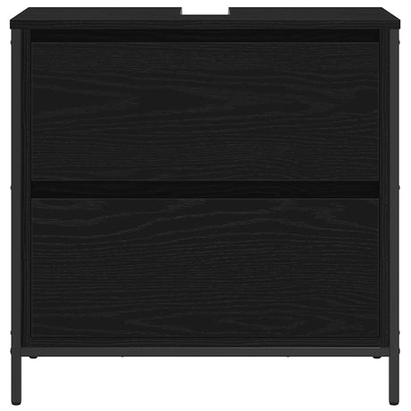 Bathroom Basin Cabinet With Drawers Black Oak 60X34.5X60 Cm