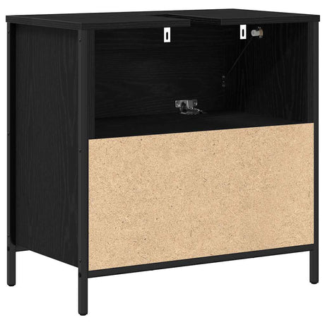 Bathroom Basin Cabinet With Drawers Black Oak 60X34.5X60 Cm