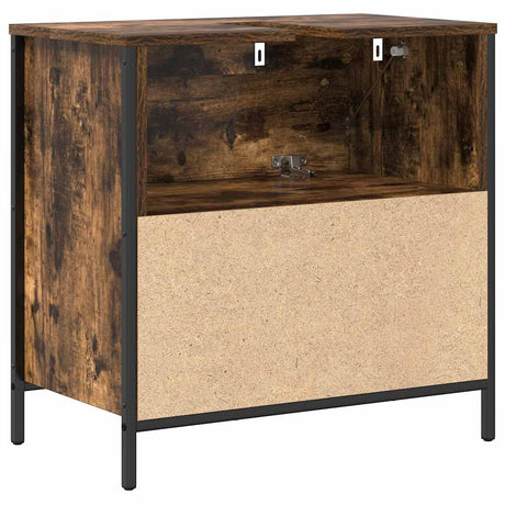 Bathroom Basin Cabinet With Drawers Smoked Oak 60X34.5X60 Cm