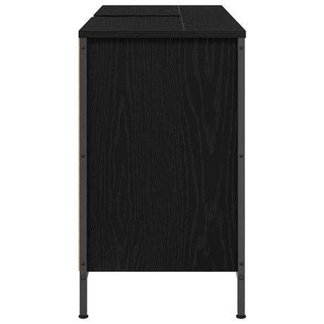 Basin Cabinet With Drawers Black Oak 90X34.5X60 Cm