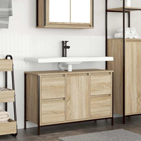 Basin Cabinet With Drawers Sonoma Oak 90X34.5X60 Cm