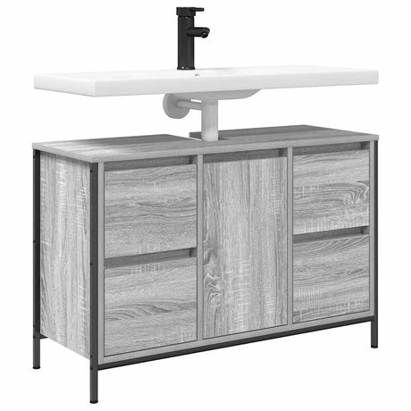 Basin Cabinet With Drawers Grey Sonoma 90X34.5X60 Cm