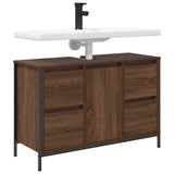 Basin Cabinet With Drawers Brown Oak 90X34.5X60 Cm