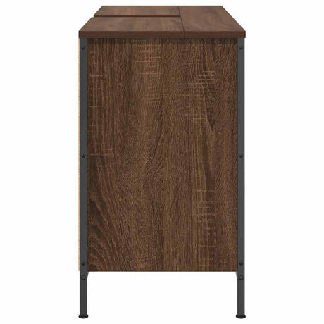Basin Cabinet With Drawers Brown Oak 90X34.5X60 Cm