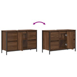 Basin Cabinet With Drawers Brown Oak 90X34.5X60 Cm