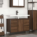 Basin Cabinet With Drawers Brown Oak 90X34.5X60 Cm