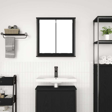 Bathroom Wall Cabinet With Mirror Black Oak 60X21X60 Cm