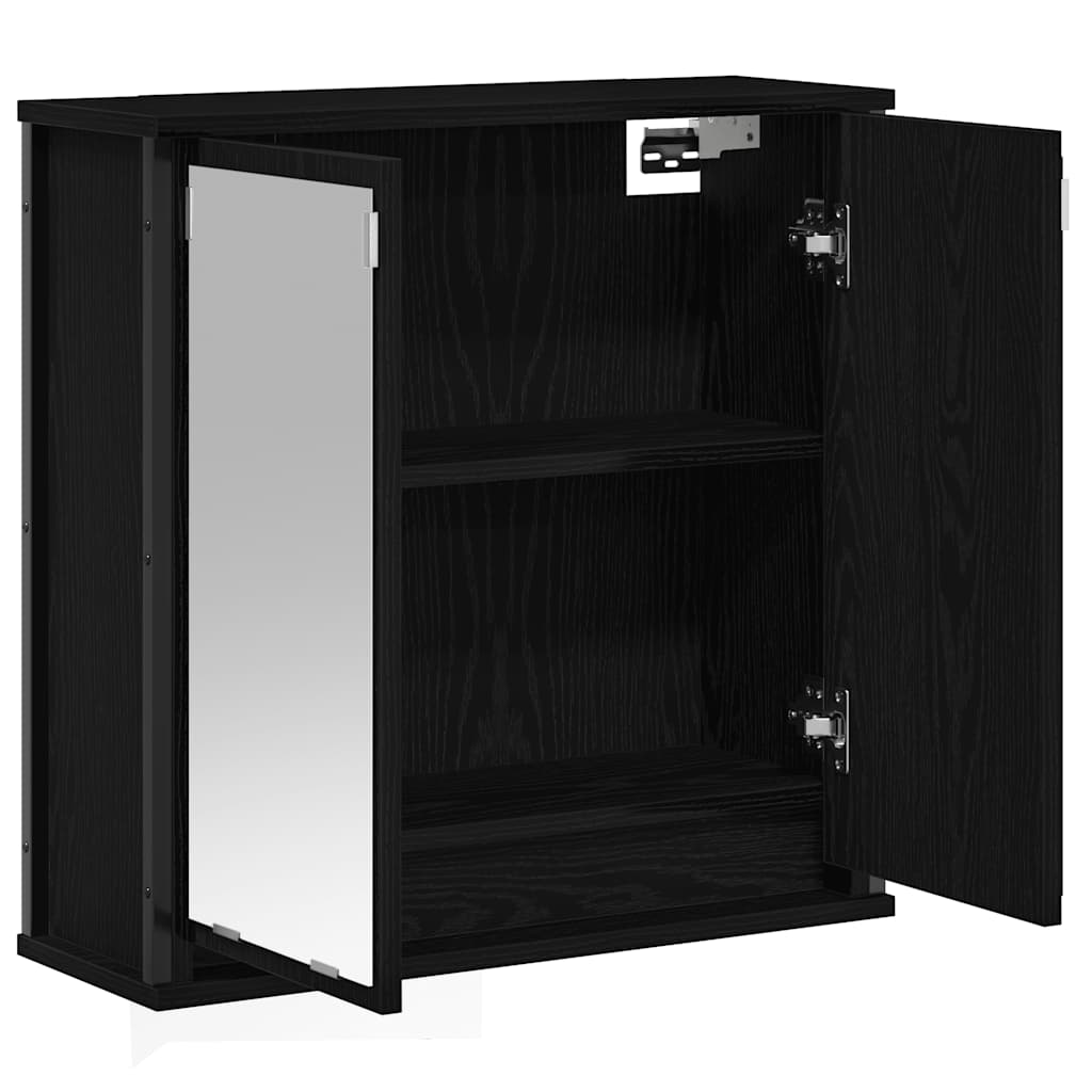 Bathroom Wall Cabinet With Mirror Black Oak 60X21X60 Cm