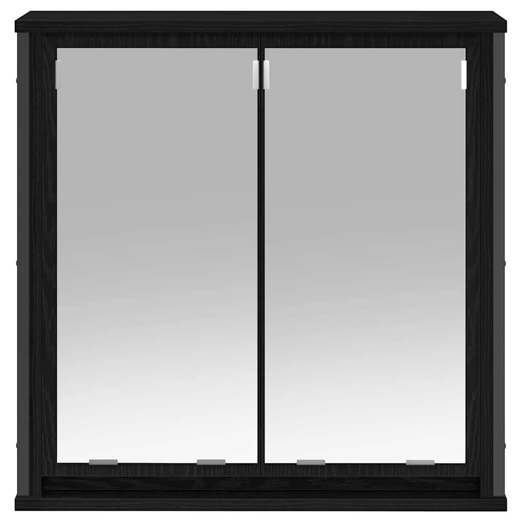 Bathroom Wall Cabinet With Mirror Black Oak 60X21X60 Cm