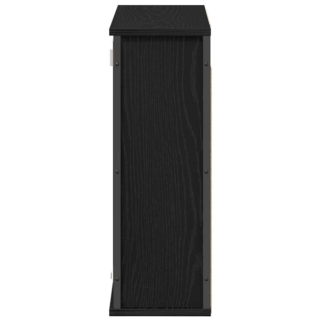Bathroom Wall Cabinet With Mirror Black Oak 60X21X60 Cm
