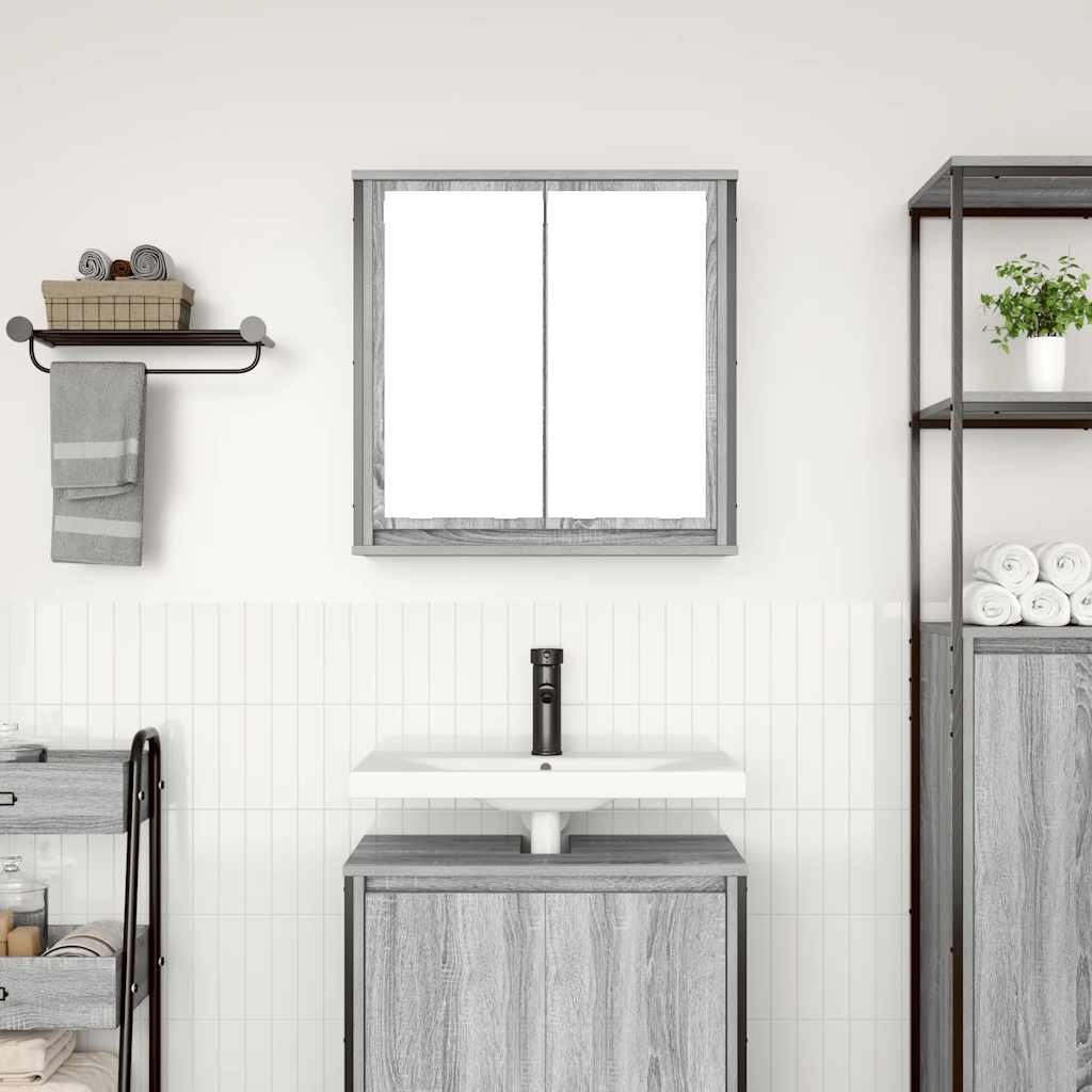 Bathroom Wall Cabinet With Mirror Grey Sonoma 60X21X60 Cm