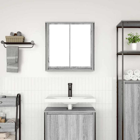 Bathroom Wall Cabinet With Mirror Grey Sonoma 60X21X60 Cm