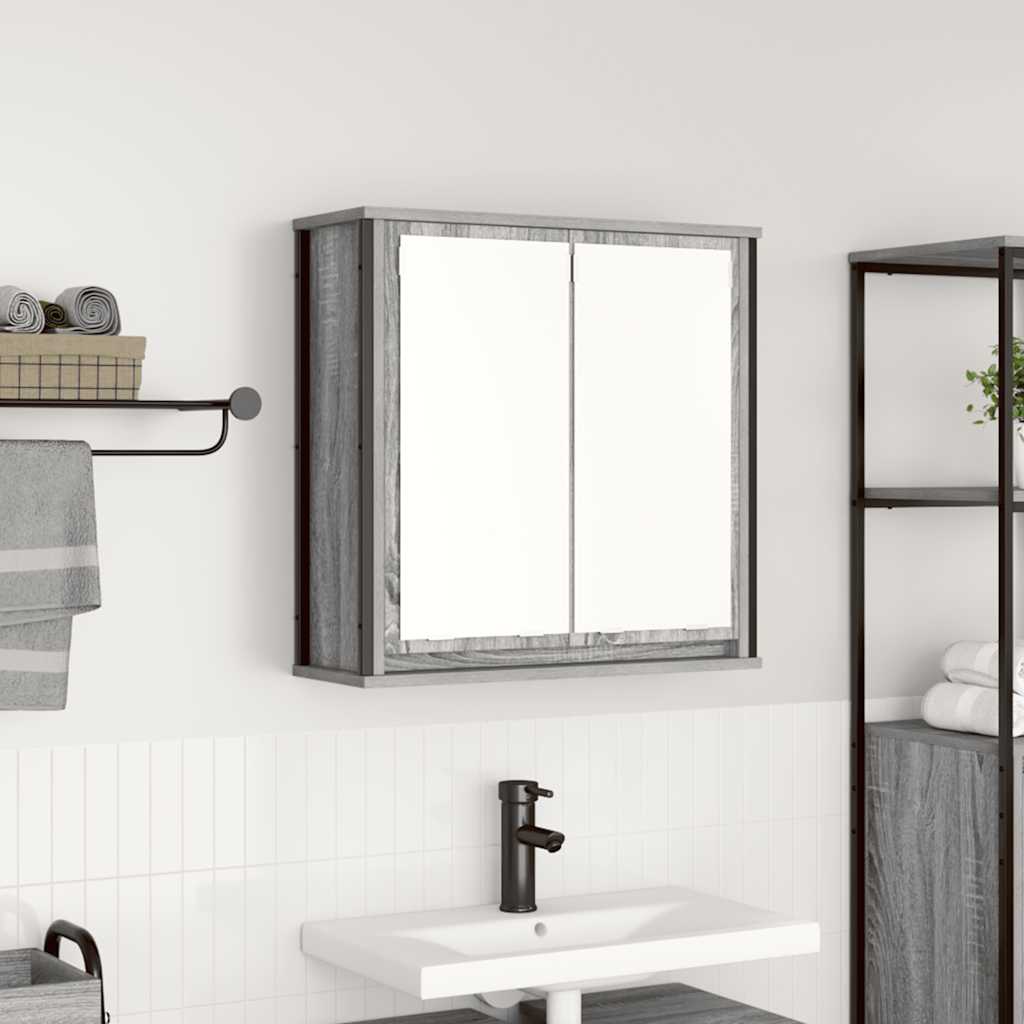 Bathroom Wall Cabinet With Mirror Grey Sonoma 60X21X60 Cm