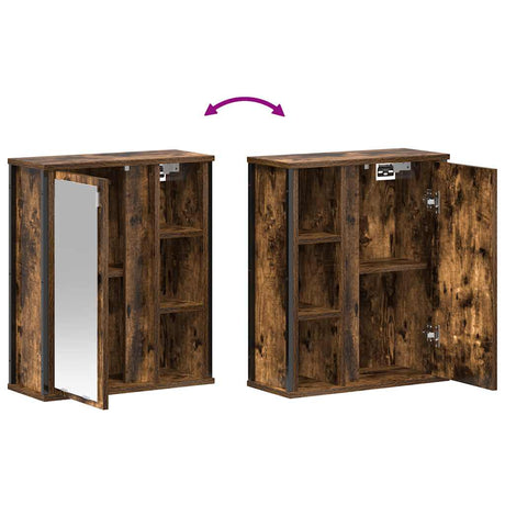 Bathroom Wall Cabinet With Mirror Smoked Oak 50X21X60 Cm