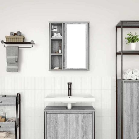 Bathroom Wall Cabinet With Mirror Grey Sonoma 50X21X60 Cm