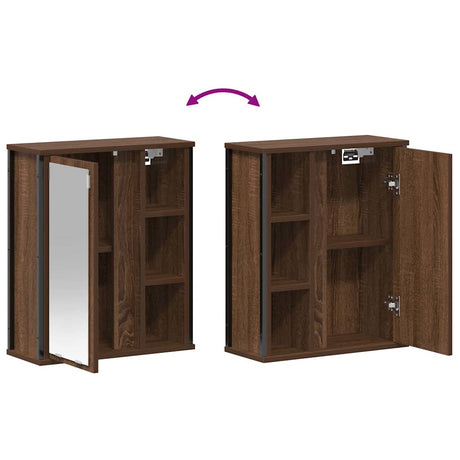 Bathroom Wall Cabinet With Mirror Brown Oak 50X21X60 Cm