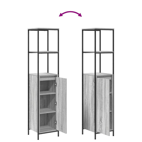 Bathroom Cabinet With Shelves Grey Sonoma 36X35X165 Cm