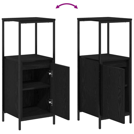 Bathroom Cabinet With Shelves Black Oak 36X35X95 Cm