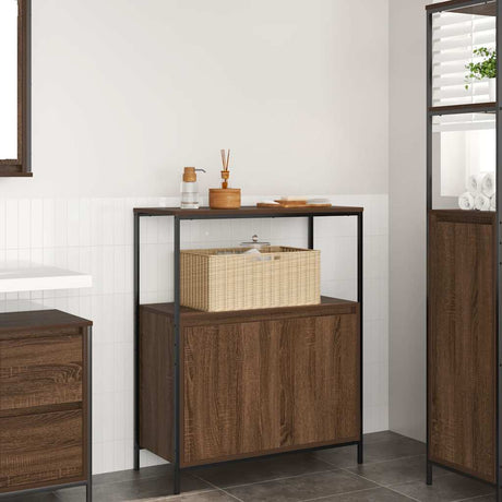 Bathroom Cabinet With Shelves Brown Oak 76.5X35X95 Cm