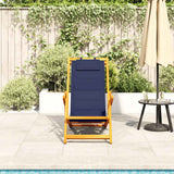 Folding Beach Chair With Armrests Acacia Wood & Textilene