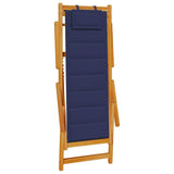 Folding Beach Chair With Armrests Acacia Wood & Textilene