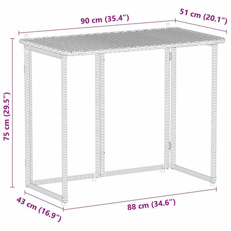 Folding Garden Table 90X51X75 Cm Poly Rattan