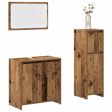 3 Piece Bathroom Furniture Set Engineered Wood
